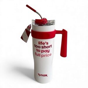 TJ Maxx Life’s Too Short to Pay Full Price STAINLESS TUMBLER CUP w/ HANDLE 40 Oz